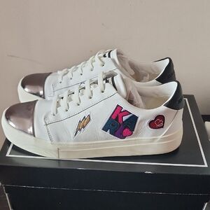 Karl Lagerfeld White and Silver Sneakers